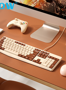 BOW 全键位键盘鼠标套装有线外接笔记本台式通用女生办公打字机械