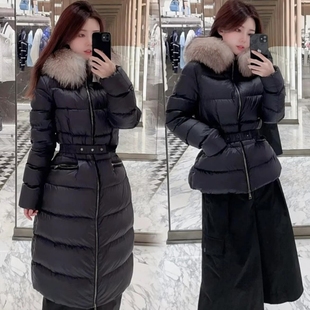 25 m蒙家小蛮腰蒙口羽绒服女长短款连帽大毛领收腰修身高端鹅绒衣