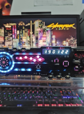 电竞灯电竞氛围灯RGB时钟 VFD RGB摆件 桌搭  赛博朋克时钟