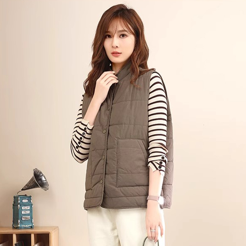 配大衣内搭马甲内胆女160斤胖妹妹大码薄款夹棉背心立领马夹棉服