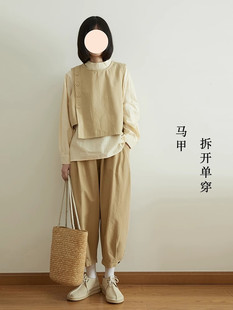 清仓特价~日系画册感春秋短款马甲外套小众森系日杂文艺宽松马夹