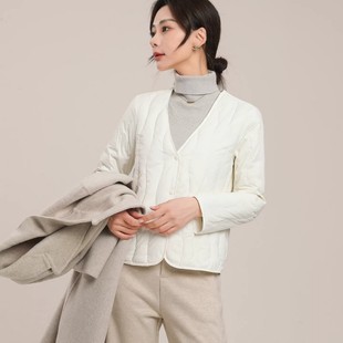 棉内胆女内穿2026秋冬新款大衣内搭V领轻薄修身打底棉衣短款外套