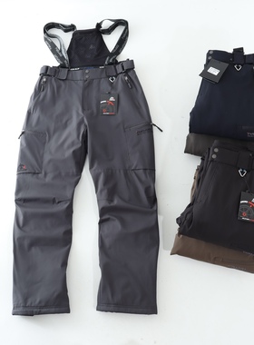 美单新款 专业户外滑雪裤 加厚防雨雪冲锋裤防寒裤 背带可拆卸