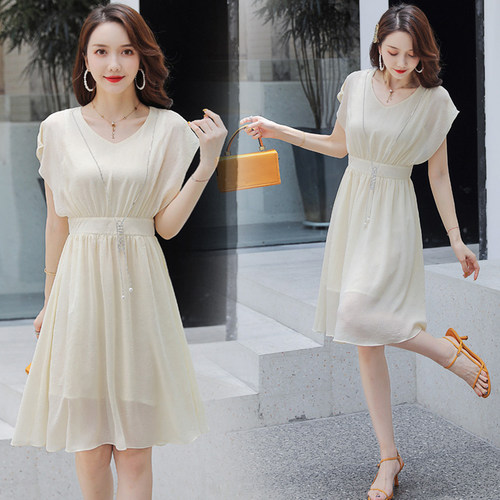 深依度2023夏装新款大码女装夏季时尚优雅短袖修身连衣裙  1931