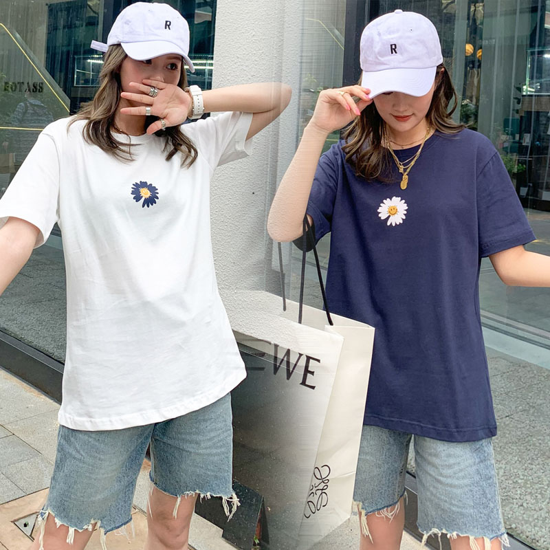 深依度2020夏装新款女装夏季时尚百搭网红爆款小雏菊T恤上衣 668