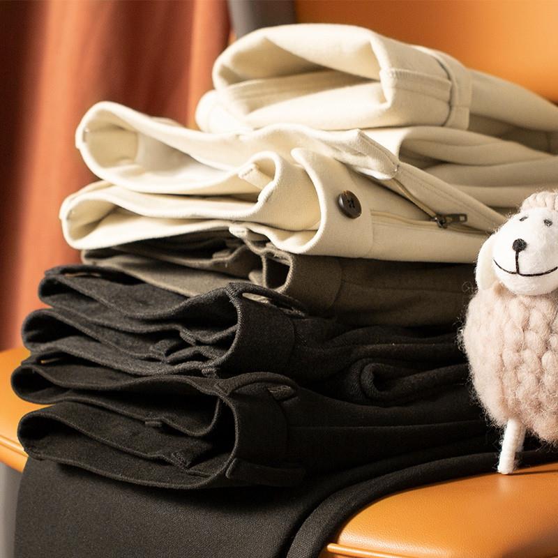 轻奢风深冬季加绒加厚款保暖磨毛呢绒料休闲裤男修身小直筒西裤子