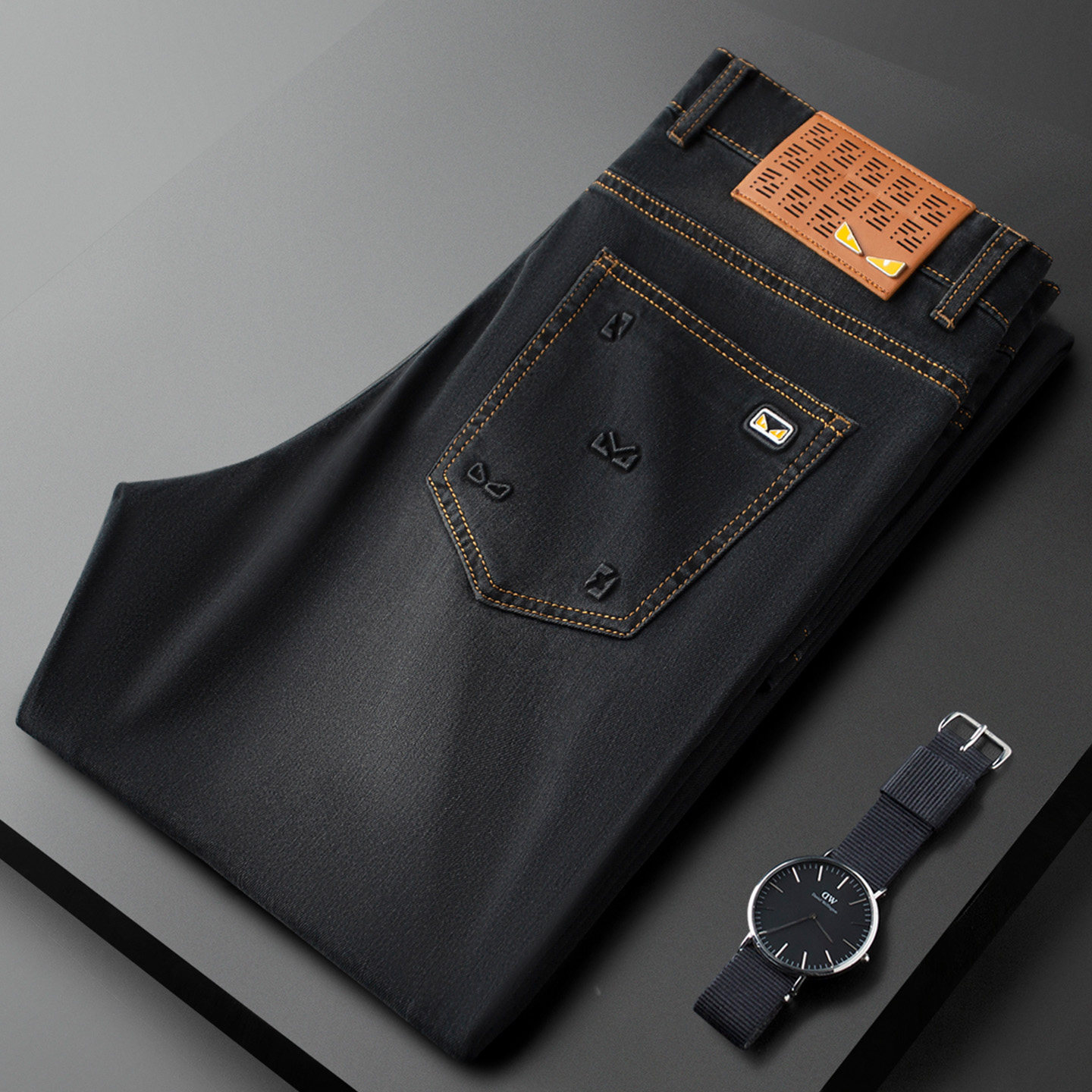 高级感轻奢夏季薄款高端欧货洗水弹力牛仔裤修身小直筒休闲裤男士