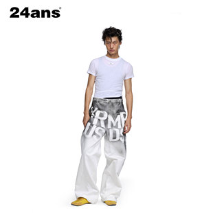 手工喷绘印花牛仔裤 24ANS 朱志鑫同款 副线TMN LTD