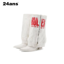 24ANS LTD【吉赛尔 李咏知同款】多穿显瘦堆堆/印花牛仔高跟靴