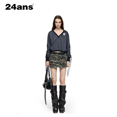 24ANS LTD【苏新皓同款】后背烫钻连帽T恤