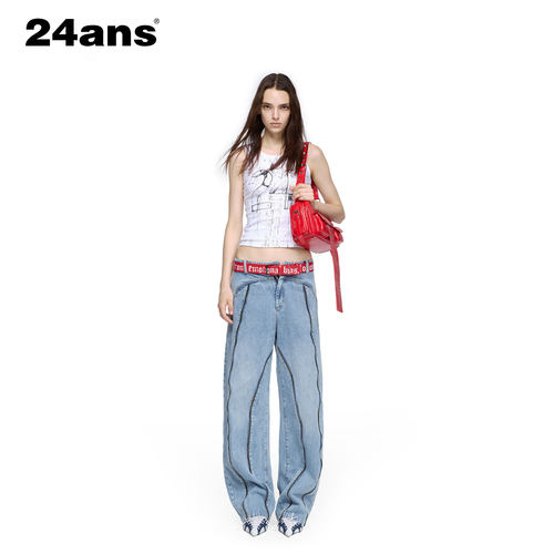 24ANS LTD已有10年专注于做服装设计 | 拼接弯刀牛仔裤