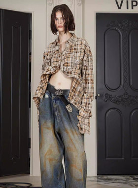 24ans【钟楚曦同款】 多穿格子衬衣女款上衣 (我们穿着二创三创