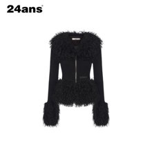 24ANS LTD  卷毛拼接针织开衫