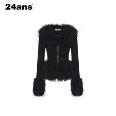 24ANS LTD  卷毛拼接针织开衫