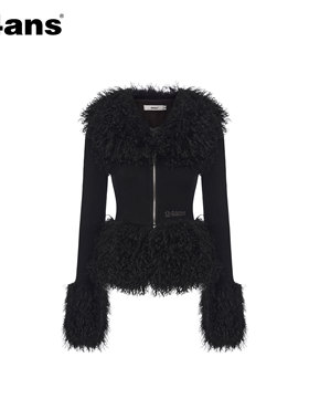 24ANS LTD  卷毛拼接针织开衫