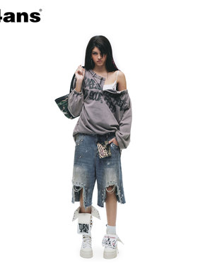 24ANS LTD 朋克grunge牛仔⑴黄泥浸染⑵破坏毛须边⑶remake铆钉