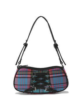 24ans 两色朋克格纹腋下包(含链条