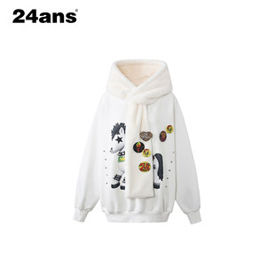 24ANS LTD 【新年限定】小马薄绒连帽卫衣 带徽章