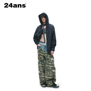 24ANS LTD 男装TMN连帽衬衫⑴做脏面料⑵ 手工铆钉