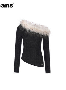 24ANS LTD 毛领斜肩针织