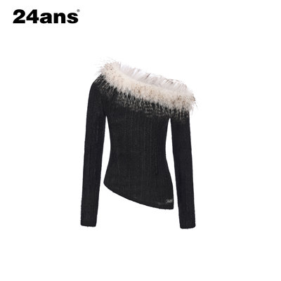 24ANS LTD 毛领斜肩针织