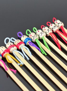 精致娃娃耳勺家用竹子掏耳朵工具套装竹制竹耳勺卡通木制出口日本