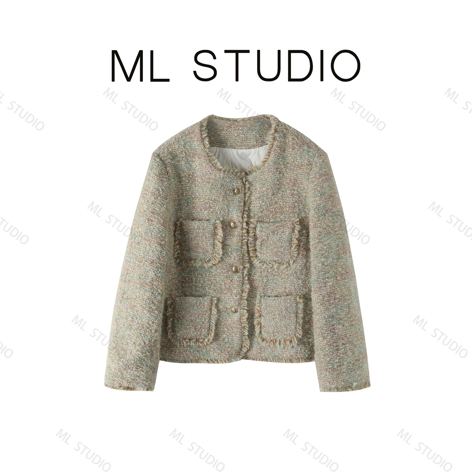 【米粒严选】2025年冬季新品小香风加厚上衣女装草绿色外套88179