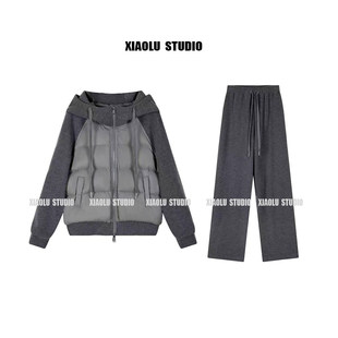 厚款 90白鸭绒保暖外套休闲加绒卫裤 两件套N001 小糯米专享