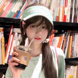 薄荷绿空顶帽夏季运动帽子大帽檐防紫外线遮阳帽防晒无顶鸭舌帽女