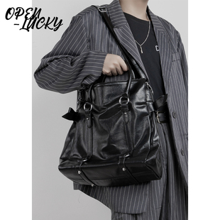 OPEN 邮差包背包多用途大容量单肩斜挎包 LUCKY潮牌日系工装