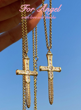 微镶锆石镀金宝剑项链辣妹other