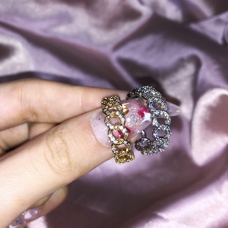 for angle / 欧美ins嘻哈少女 金链条微镶钻戒指