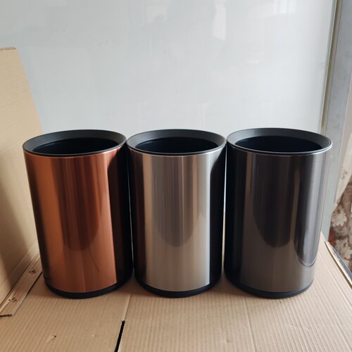 不锈钢圆形家用垃圾桶无盖酒店客房宾馆卫生间办公室简约9L垃圾桶
