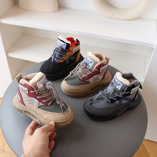 迷你北鼻休闲鞋子皮革拼接大棉鞋