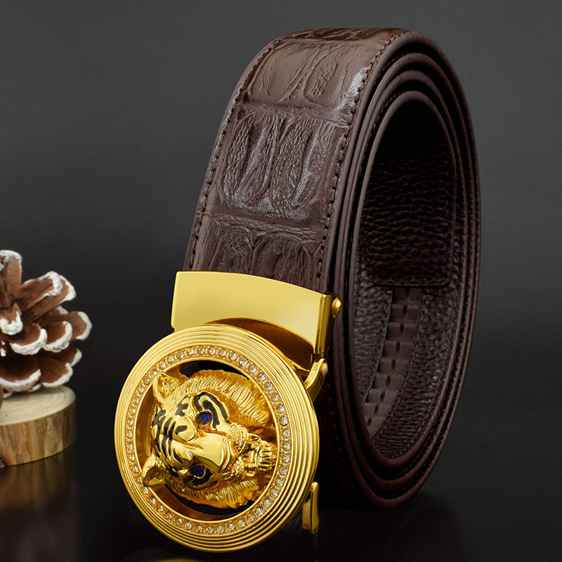 十二生肖老虎头皮带男士真皮自动扣时尚休闲裤腰带男韩版潮人夜店