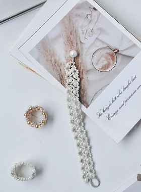 纯手工梭编蕾丝手链欧美小众高级珍珠编织复古手饰小红书卷王同款