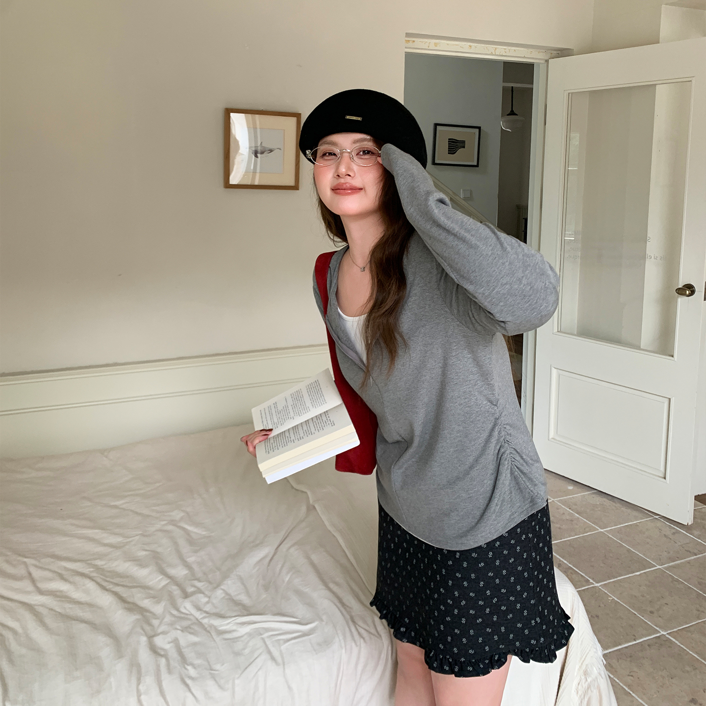 YUZI鱼子灰色内搭打底衫显瘦上衣