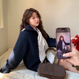 胖mm显瘦百搭休闲上衣 女装 YUZI鱼子麻花韩系慵懒风针织衫 特大码