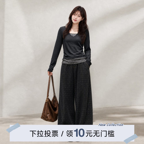 YUZI鱼子暗纹提花牛仔糯米裤大码