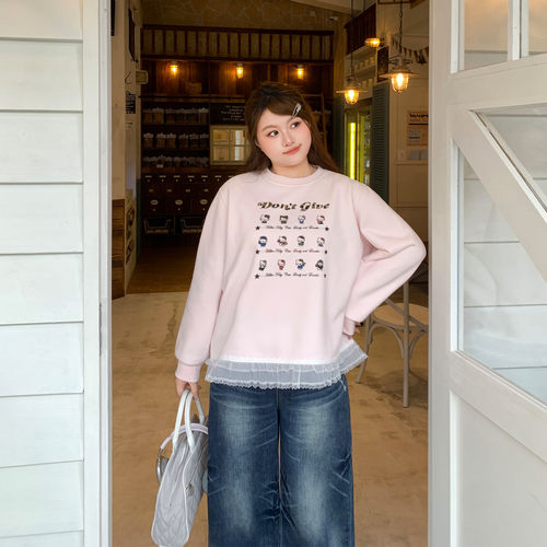 YUZI鱼子甜酷猫咪卫衣大码女装