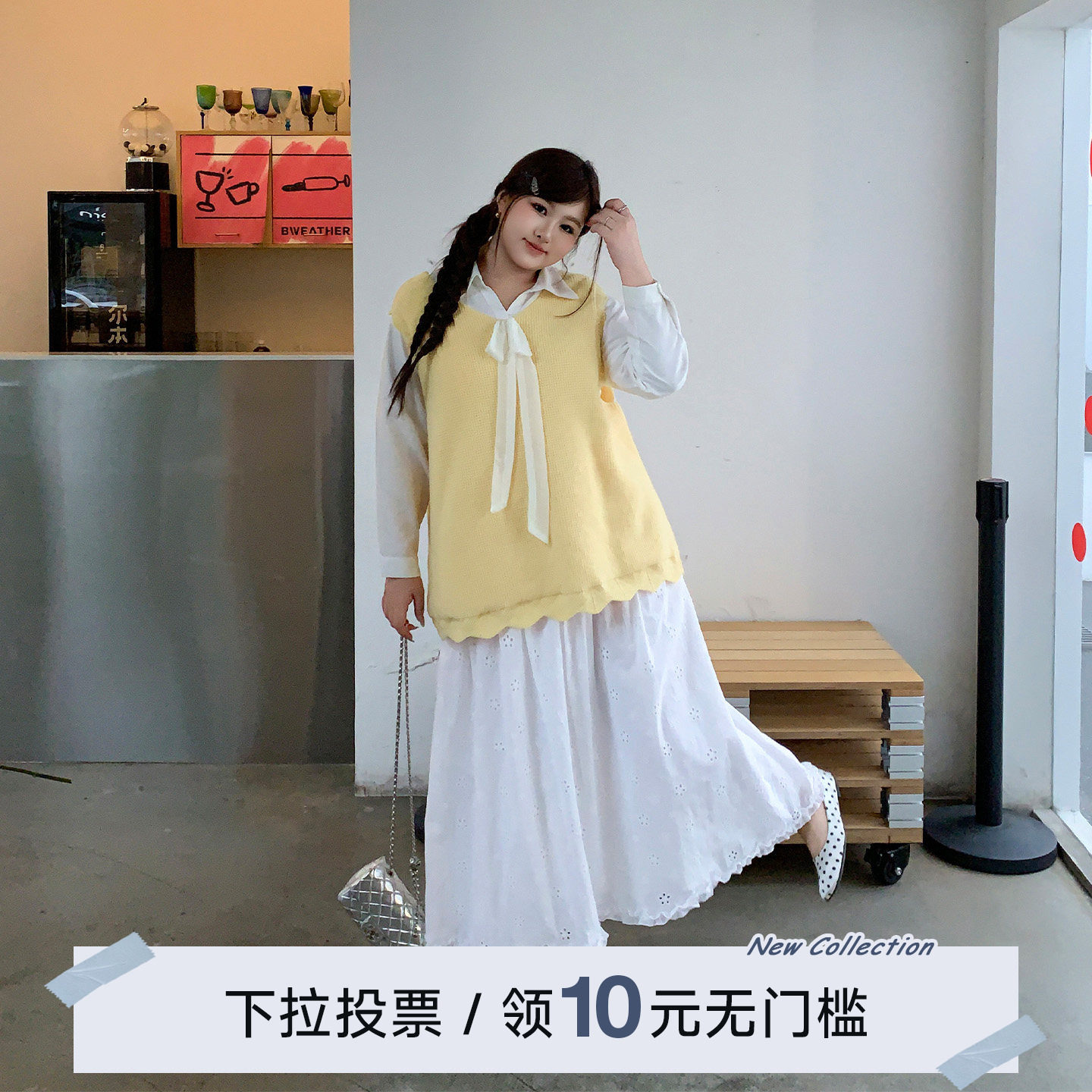 YUZI鱼子韩系甜美半身裙镂空刺绣A字长裙薄百搭显瘦遮肉大码女装