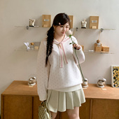 YUZI鱼子甜心海军领波点针织衫 女装 系带洋气长袖 内搭上衣减龄大码