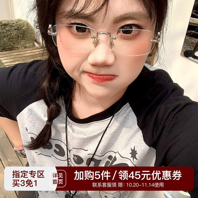 YUZI鱼子甜酷猫咪插肩T恤俏皮