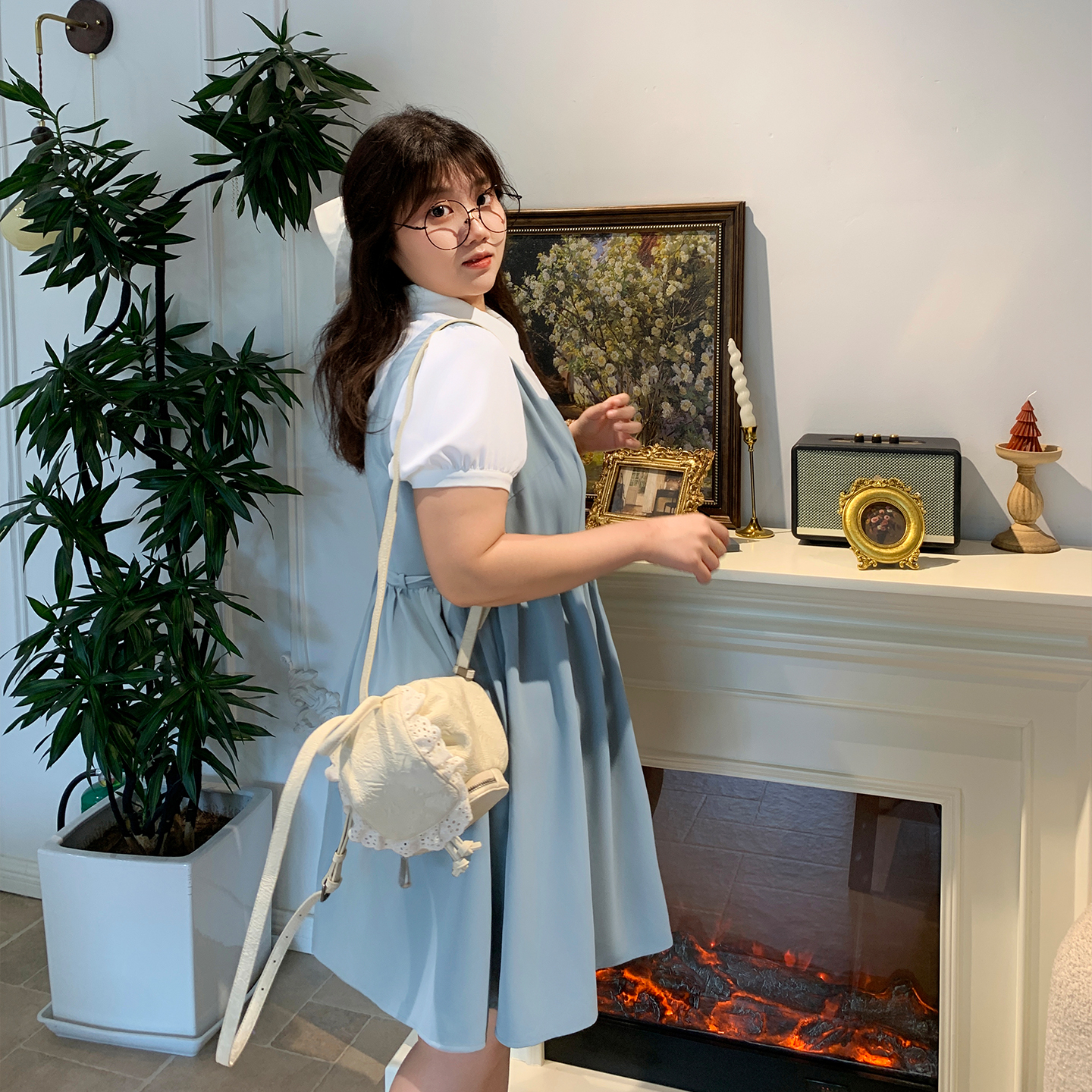 YUZI鱼子假两件连衣裙子大码女装夏微胖mm显瘦遮肉200斤亲肤透气
