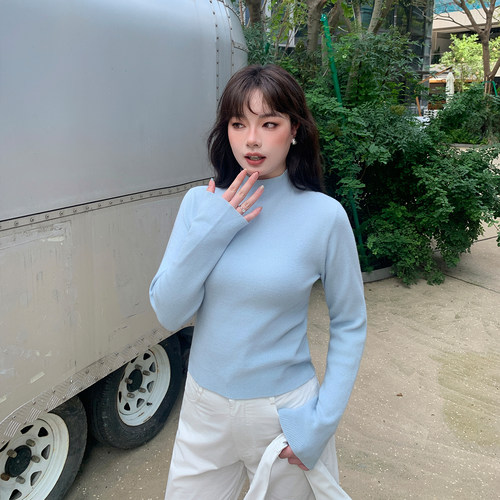 YUZI鱼子短款针织打底衫特大码