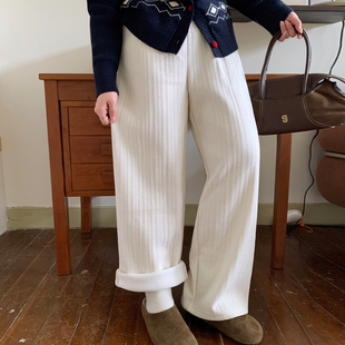 雪尼尔显瘦垂坠感保暖秋冬胖mm 女装 YUZI鱼子加绒加厚阔腿裤 超大码