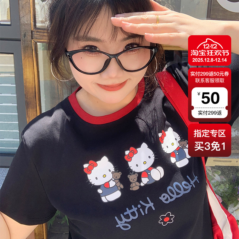 YUZI鱼子KT猫印花短款T恤俏皮