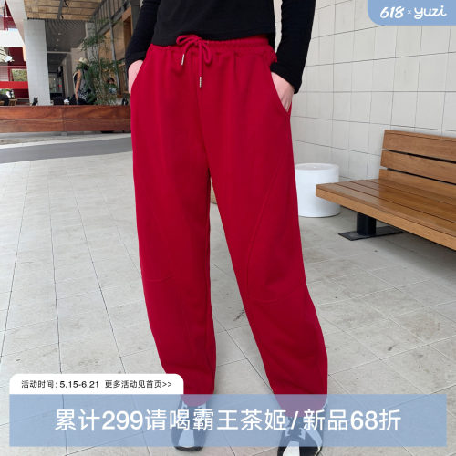 YUZI鱼子复古弯刀休闲裤子慵懒
