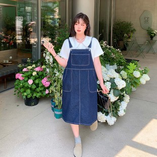 女装 YUZI鱼子A字连衣裙大码 夏微胖mm显瘦遮肉显腿直200斤清新文艺
