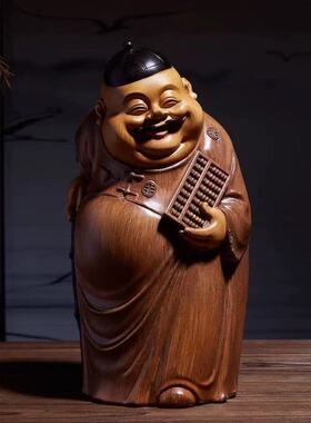 地主老爷财神爷仿木摆件